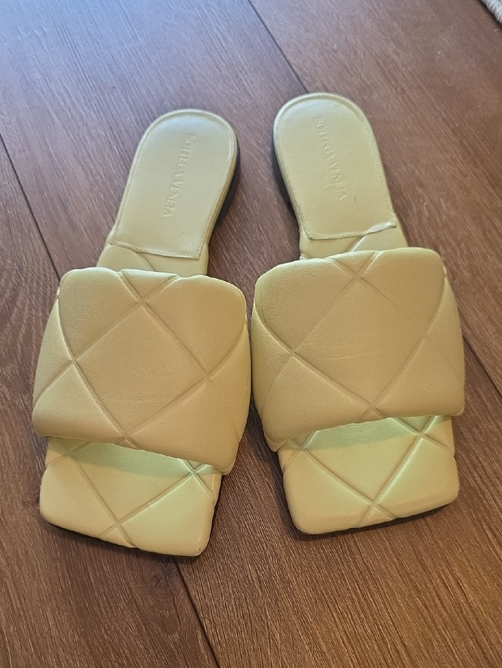 Bottega Veneta Quilted Slide Mules in Light Yellow - Size 37